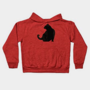 Black Cat Elegant Profile Minimalist Silhouette Kids Hoodie